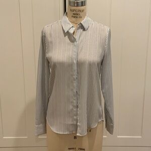 Ann Taylor Blue and White Striped Blouse